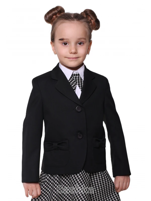 Жакет для дівчинки Sashka шкільний чорний (напіввовна), розмір 116-146